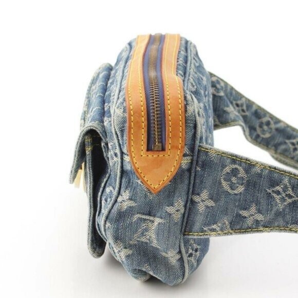Authentic LOUIS VUITTON Monogram Denim Bum Bag Waist Bag Pouch Blue - Picture 6 of 16